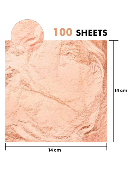 Hojas de Cobre Rosa Metálico KraftiSky - 100 Piezas 14x14 cm