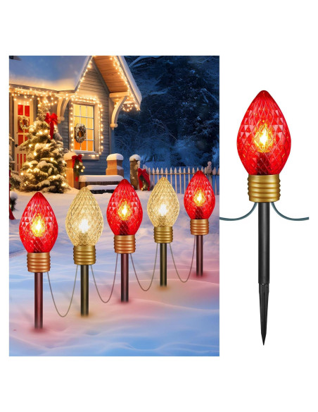 Luces de Camino Jumbo C9 Navidad 5 LED Rojo y Blanco 3.2m