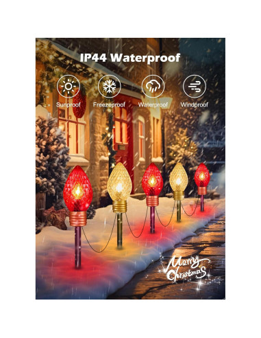 Luces de Camino Jumbo C9 Navidad 5 LED Rojo y Blanco 3.2m