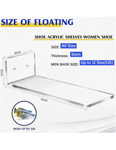 Estante Flotante para Zapatos Treela - 30 Piezas Acrílico 20x7.6cm 2