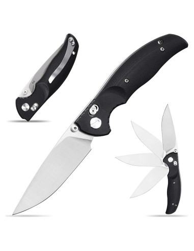 Cuchillo Plegable Eafengrow EF3 D2 Mango G10 19.7 cm Negro