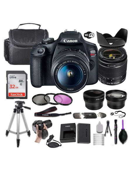 Cámara DSLR Canon EOS Rebel T7 + Lente 18-55mm + Accesorios