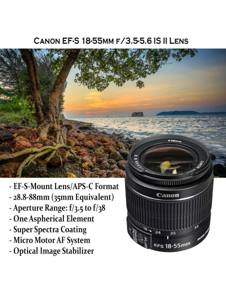 Cámara DSLR Canon EOS Rebel T7 + Lente 18-55mm + Accesorios