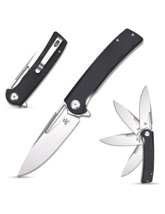 Cuchillo Plegable Sitivien ST126 Negro, Hoja D2 9 cm, Mango G10