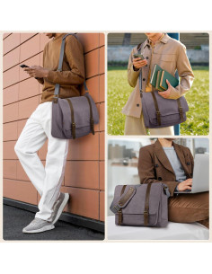 Bolsa Mensajera de Lona SMRITI para Laptop 15.6" Gris 2