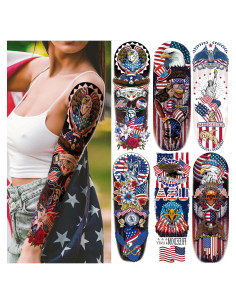 Mangas de Tatuaje Temporal Briyhose 4 de Julio 6 Hojas 48x17cm