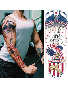 Mangas de Tatuaje Temporal Briyhose 4 de Julio 6 Hojas 48x17cm 2