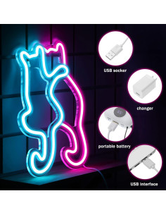 Señal de Neón LED Gato Bonito Kathfly 35x28 cm USB 2