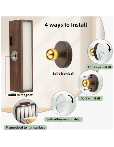 Apliques de Pared LED ROLiGHTiC, 2 Luces Inalámbricas Regulables