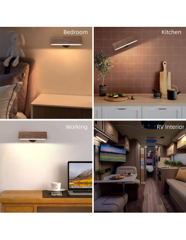 Apliques de Pared LED ROLiGHTiC, 2 Luces Inalámbricas Regulables