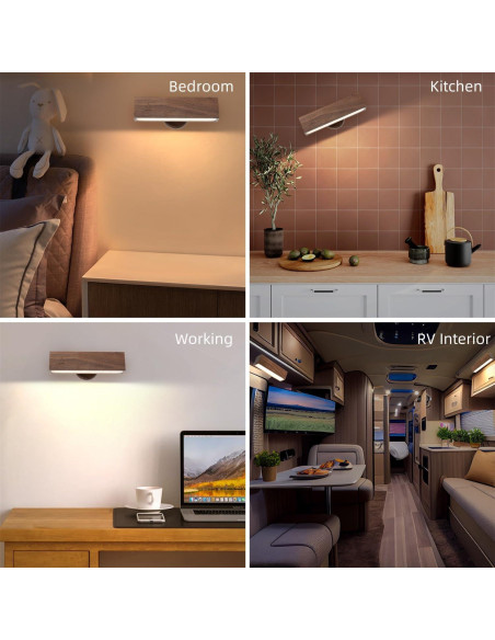 Apliques de Pared LED ROLiGHTiC, 2 Luces Inalámbricas Regulables