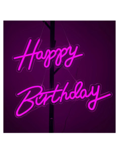 Letrero de Neón Feliz Cumpleaños ASIUXIRS 94x20 cm Rosa