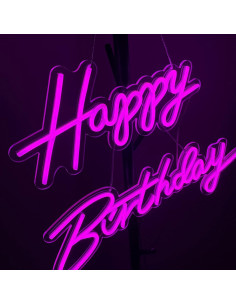 Letrero de Neón Feliz Cumpleaños ASIUXIRS 94x20 cm Rosa 2