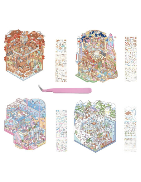 4 Sets de Pegatinas 3D DIY Affoto - Manualidades Creativas