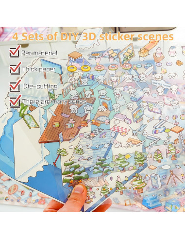 4 Sets de Pegatinas 3D DIY Affoto - Manualidades Creativas