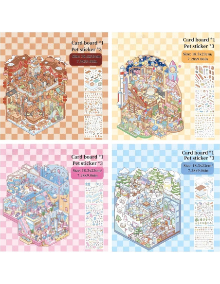 4 Sets de Pegatinas 3D DIY Affoto - Manualidades Creativas