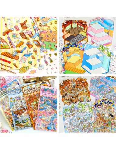 4 Sets de Pegatinas 3D DIY Affoto - Manualidades Creativas