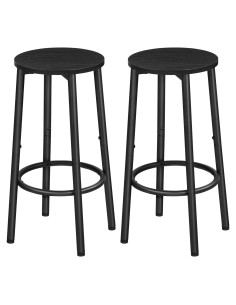 Conjunto de Taburetes de Bar HOOBRO Negro BK03BY01N1 30x64cm