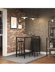 Conjunto de Taburetes de Bar HOOBRO Negro BK03BY01N1 30x64cm 2