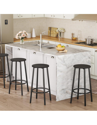 Conjunto de Taburetes de Bar HOOBRO Negro BK03BY01N1 30x64cm