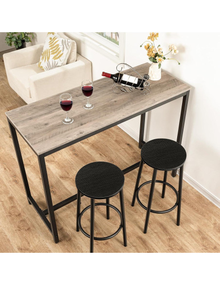 Conjunto de Taburetes de Bar HOOBRO Negro BK03BY01N1 30x64cm