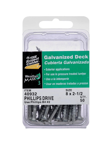 Tornillos para Deck Galvanizados Hillman 40932, 8 x 6.35 cm (Pack 50)