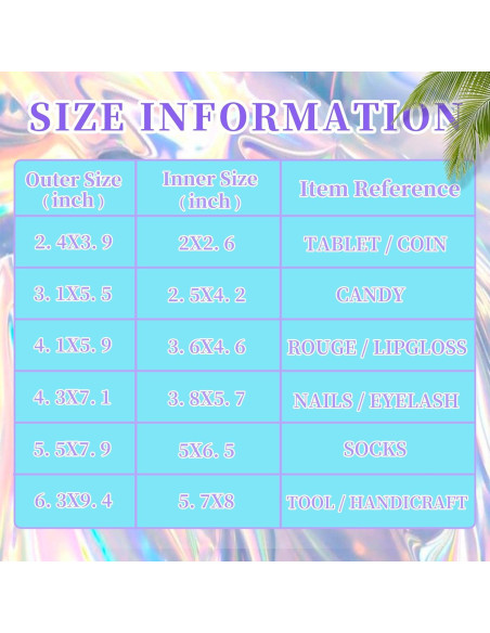 Bolsas de Mylar Holográficas Reutilizables 100 PCS 6.1x9.9 cm