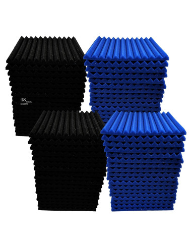 48 Paneles Acústicos Espuma Aislante de Sonido 30x30 cm