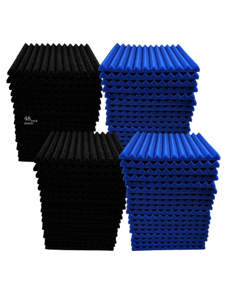 48 Paneles Acústicos Espuma Aislante de Sonido 30x30 cm