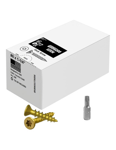 Tornillos para Deck GRRRGOOO 3.18 cm Dorado 100 Pcs