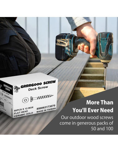 Tornillos para Deck GRRRGOOO 3.18 cm Dorado 100 Pcs