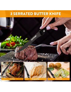 KITWARE Juego de 6 Cuchillos para Carne Serrados 11.4 cm 2