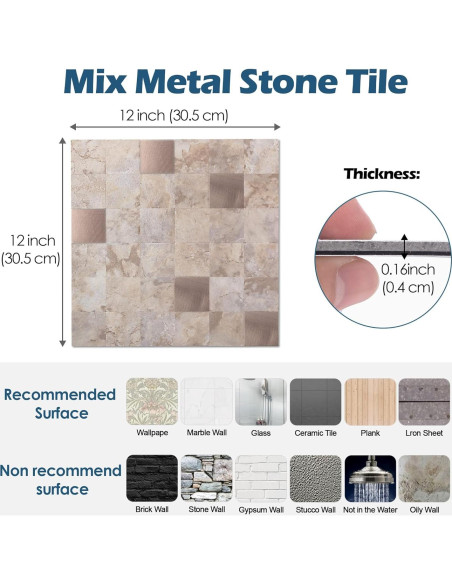 Azulejos Mosaico Autoadhesivos Yipscazo 10 Piezas 30x30 cm