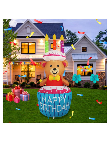 Decoración Inflable Pastel de Cumpleaños 1.22m InfleasJoiy LED