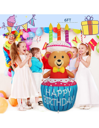 Decoración Inflable Pastel de Cumpleaños 1.22m InfleasJoiy LED