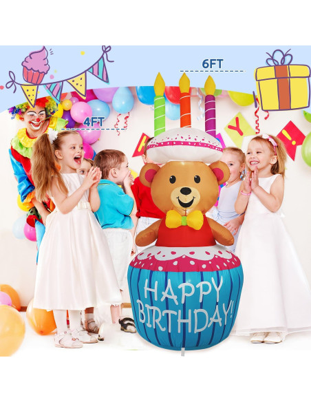 Decoración Inflable Pastel de Cumpleaños 1.22m InfleasJoiy LED