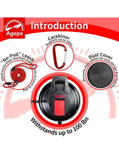 Ventosa de Alta Resistencia Agape para Perros y Gatos - Soporta 45kg