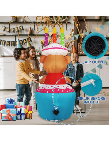 Decoración Inflable Pastel de Cumpleaños 1.22m InfleasJoiy LED