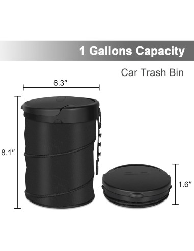 Basurero de Coche Kincown Plegable con Tapa 15x15x20.5cm