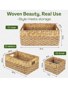 Cestas de Almacenamiento Tejidas Naturales Recursos del Hogar 2
