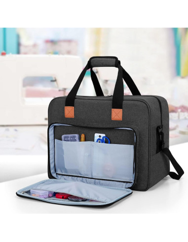 Bolsa para Máquina de Coser LUXJA Negra, Nylon Resistente, 43.9x19.1x31.0 cm