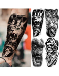 22 Hojas Tatuajes Temporales 3D Animales Briyhose 2