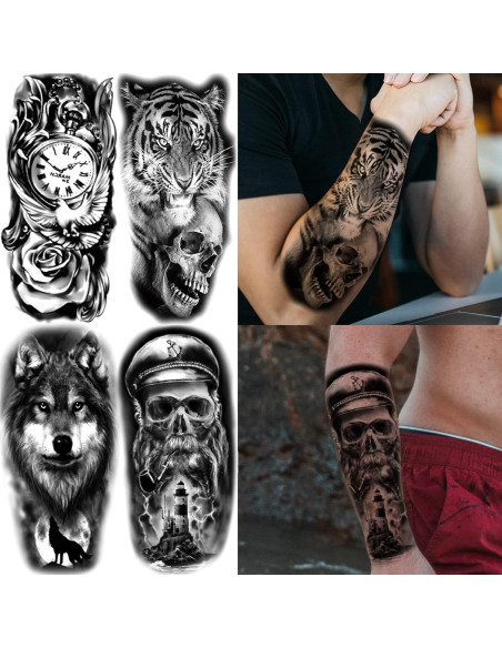 22 Hojas Tatuajes Temporales 3D Animales Briyhose