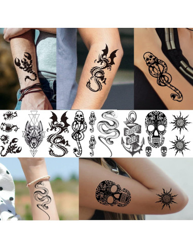 22 Hojas Tatuajes Temporales 3D Animales Briyhose