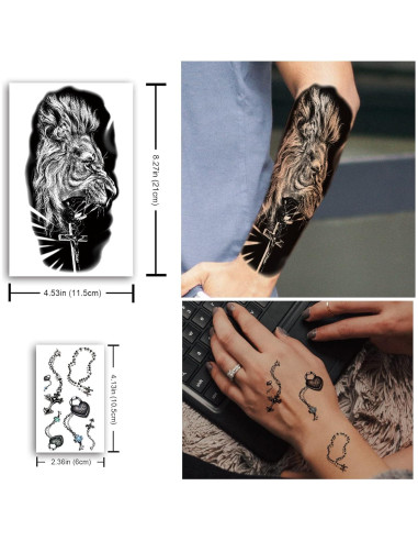 22 Hojas Tatuajes Temporales 3D Animales Briyhose