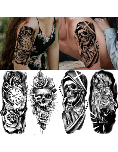 22 Hojas Tatuajes Temporales 3D Animales Briyhose