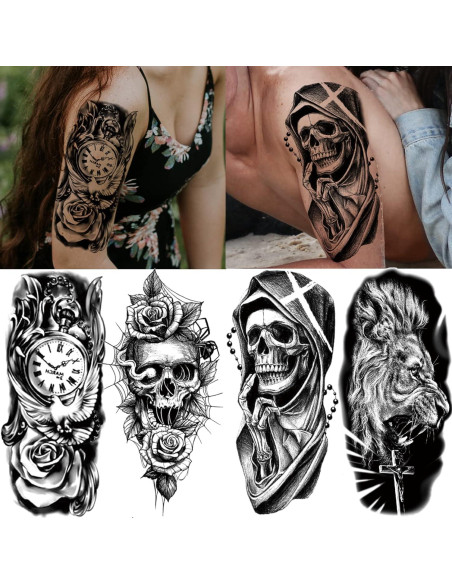 22 Hojas Tatuajes Temporales 3D Animales Briyhose