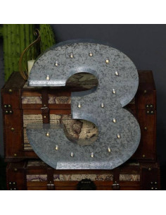 Número de Metal Vintage 2 Ft Efavormart con 16 LED Blancos 2