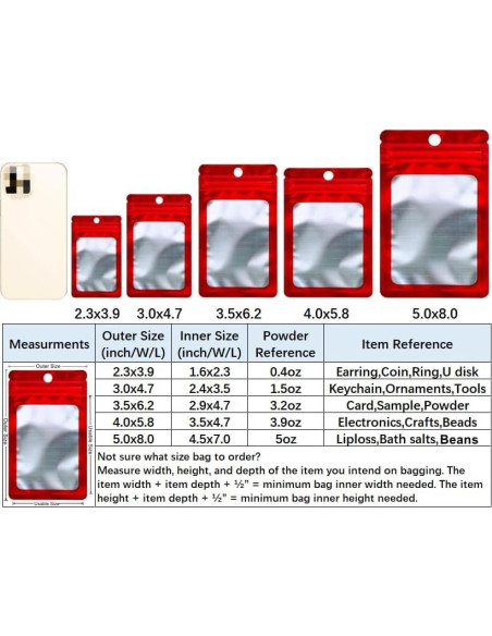 400 Bolsas Mylar Holográficas 2.3x3.9" Loveaiai para Almacenamiento