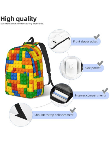 Mochila Lona Ligera GVGOAGL 40cm Patrón Colorido Unisex